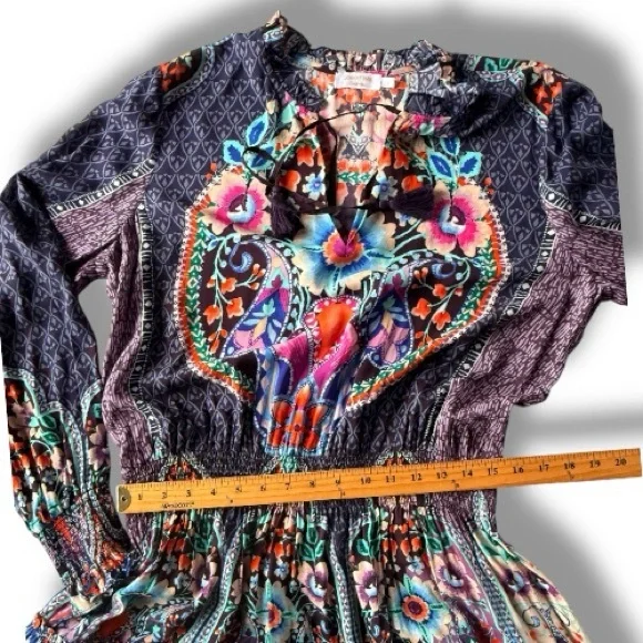 JOHNNY WAS Saba Long-Sleeve Abstract-Print Dress Coverup Size Large - Picture 13 of 15